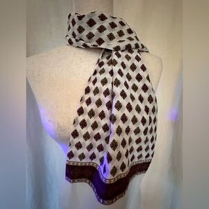 Silk Paisley Patterned Scarf, Silky Scarf, Headband 48.5"x9"